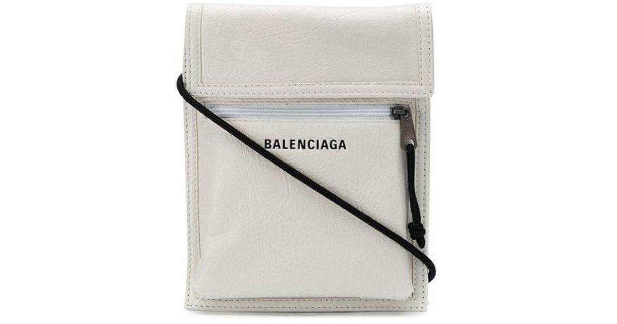 Balenciaga Leather Explorer Pouch Crossbody Bag in White for Men - Lyst