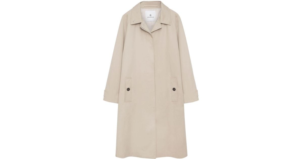Anine Bing Randy Cotton Trench Coat in Natural | Lyst