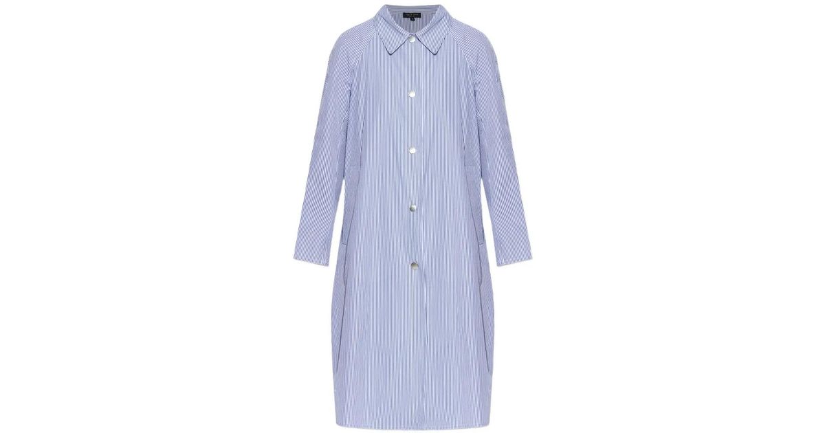 Rag & Bone Manteau Rayé À Boutons in Blue | Lyst