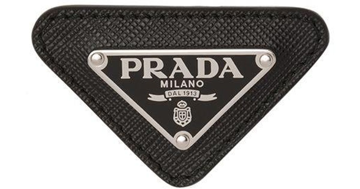 Prada Enamelled Triangular Logo Pin in Black for Men | Lyst
