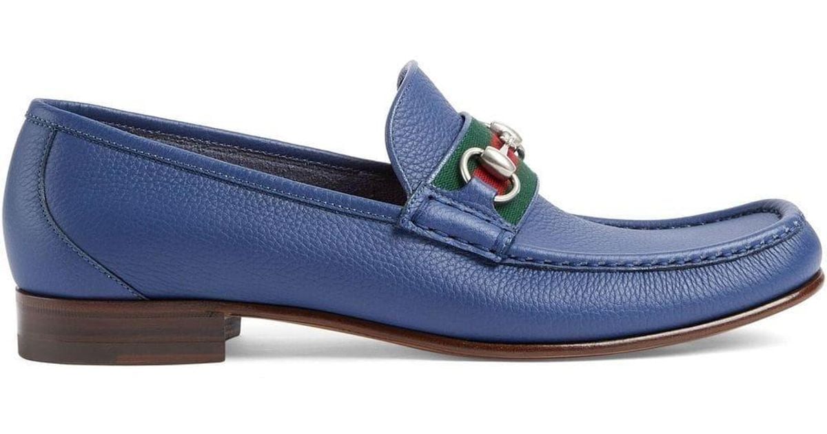 Gucci Leather Slipon Horsebit Loafers in Blue for Men Lyst UK