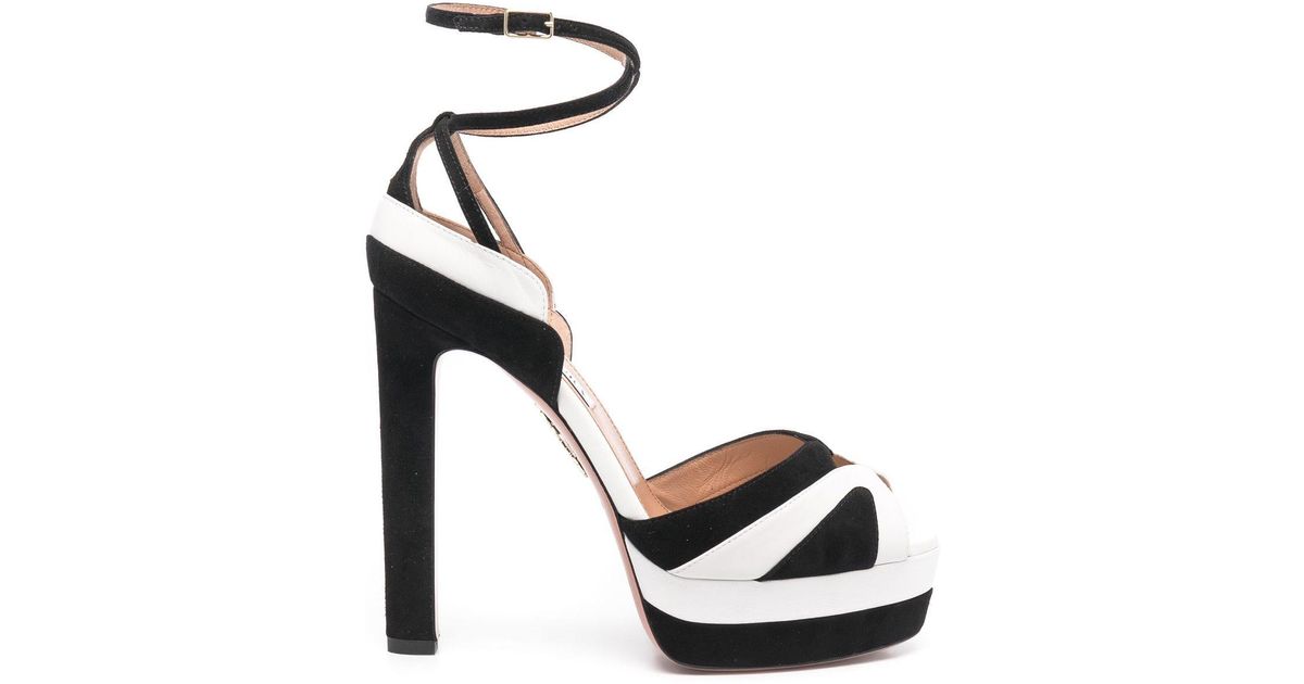 Aquazzura Peep-toe Platform Sandals in White | Lyst