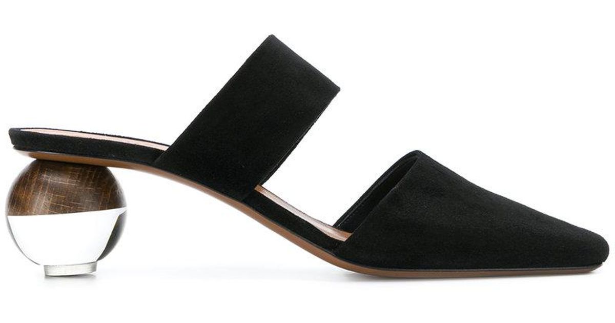 Neous Leather Ball Heel Mules in Black 