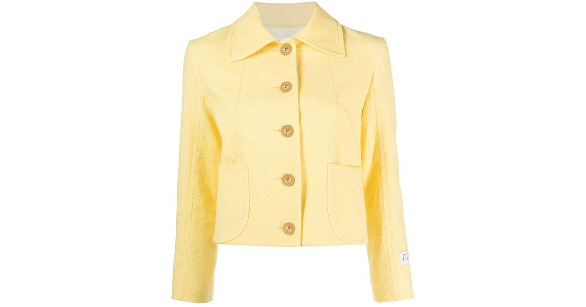 Patou Cropped Shirt Jacket in Yellow | Lyst