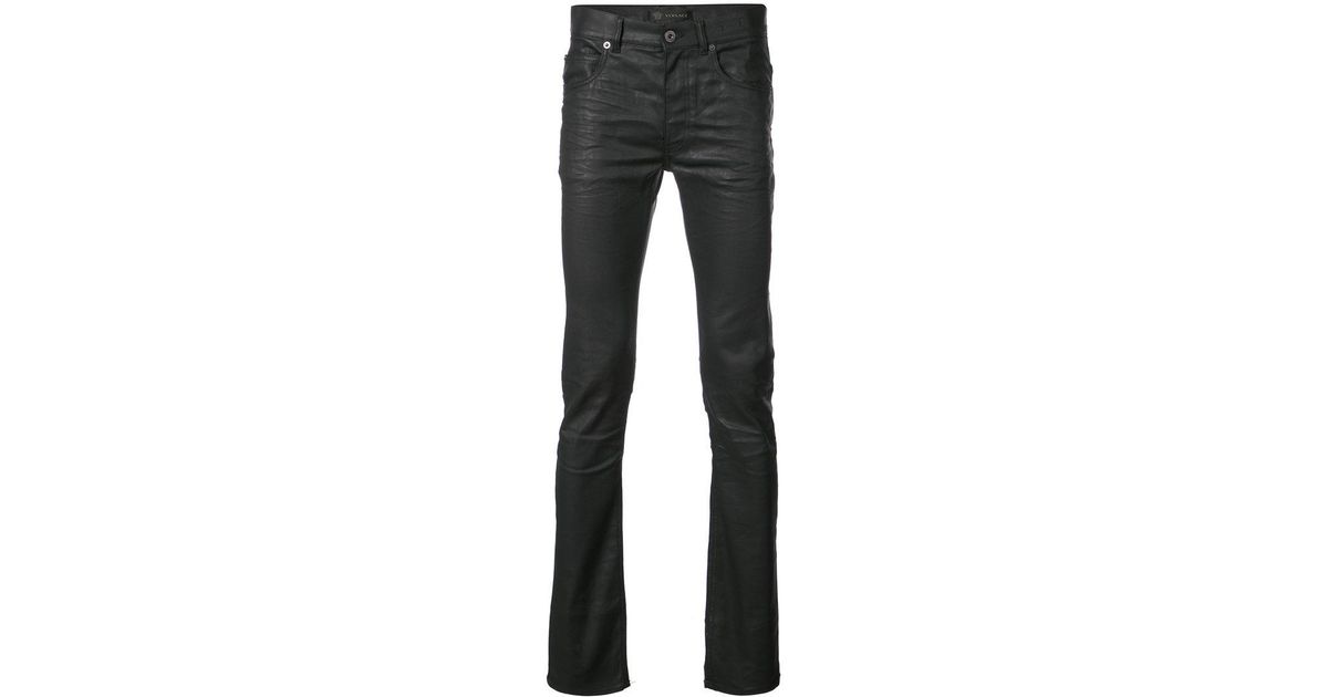 Versace Waxed Skinny Jeans in Black for Men | Lyst