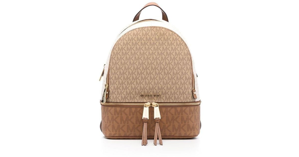 MICHAEL Michael Kors Rhea Panelled Backpack in Natural | Lyst Canada