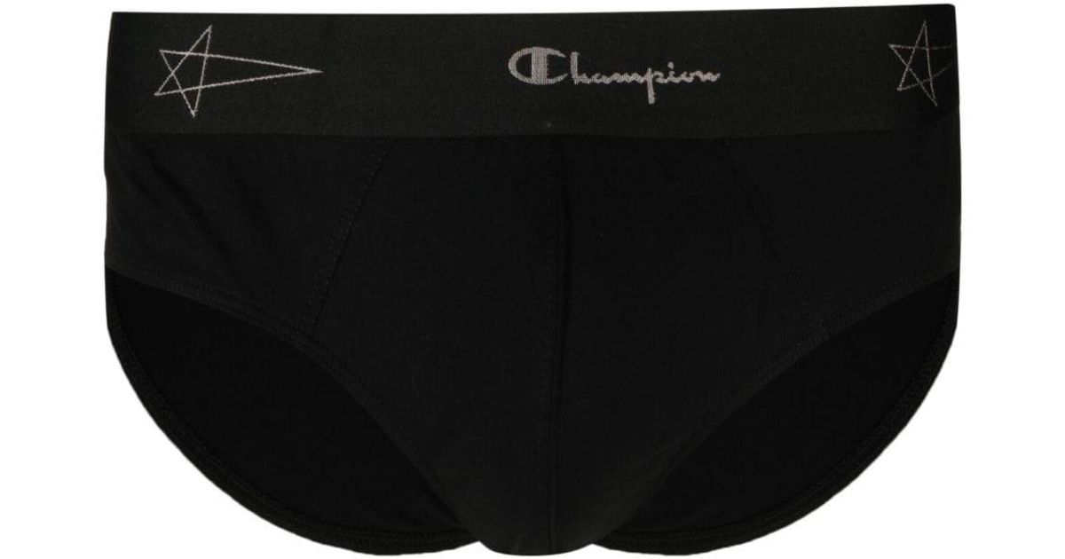 Rick Owens X Champion Logo-waist Organic-cotton Briefs in Black for Men ...