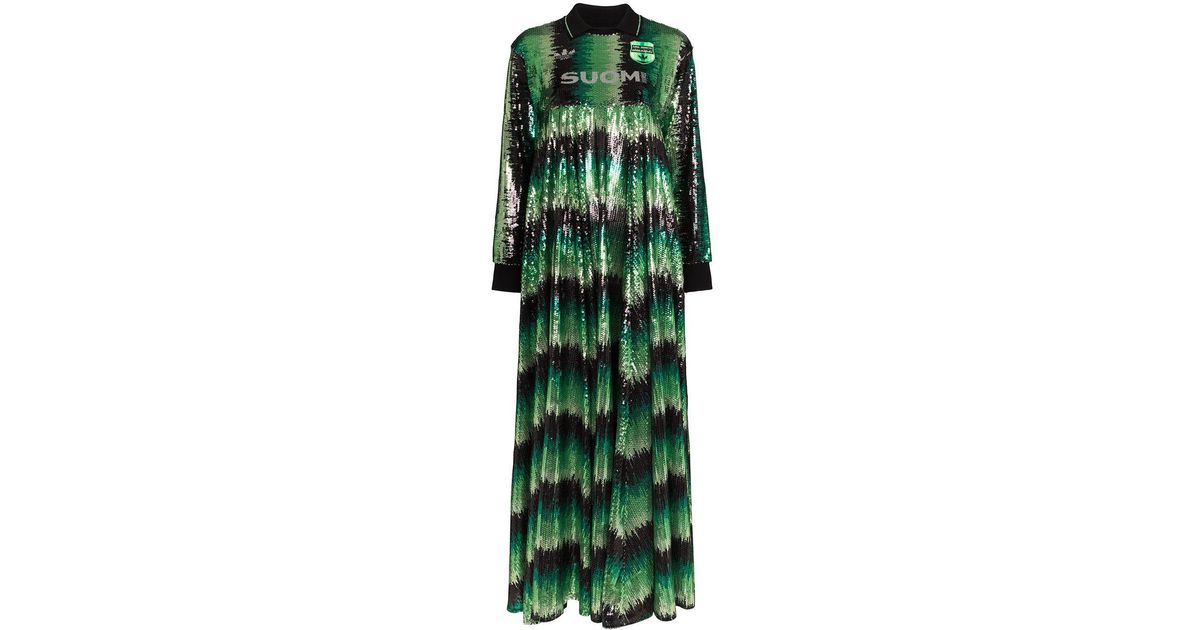 adidas X Anna Isoniemi Sequinned Maxi Dress in Green Lyst