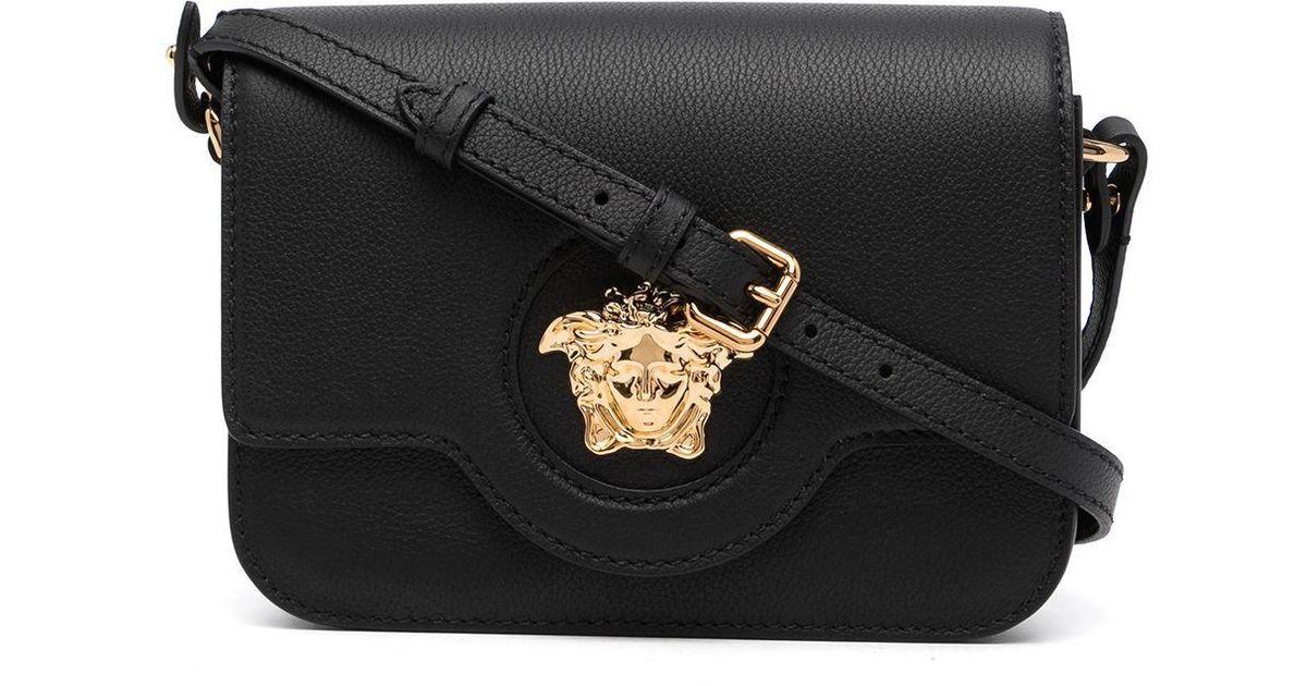 Versace Leather Small La Medusa Shoulder Bag in Black Lyst