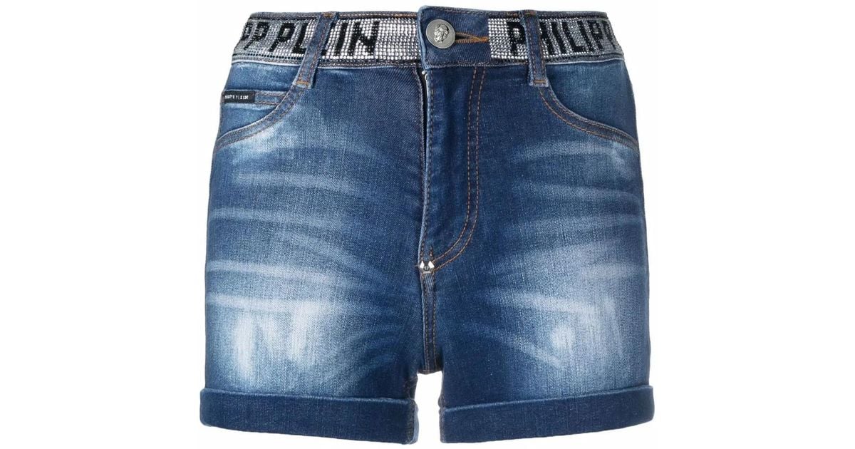 Boilling Rocks Philipp Plein Stones Hot Pants in Blue | Lyst