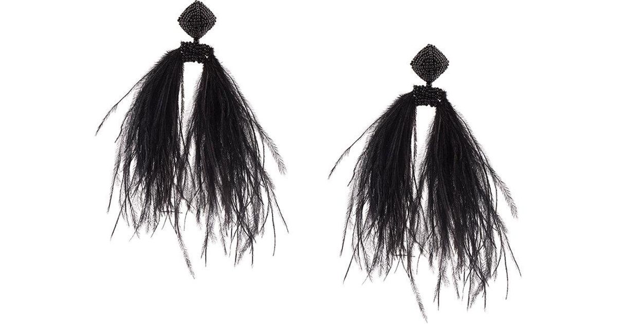 black ostrich feather earrings