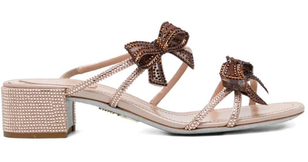 Rene Caovilla Ribbon Sandals in Natural | Lyst UK
