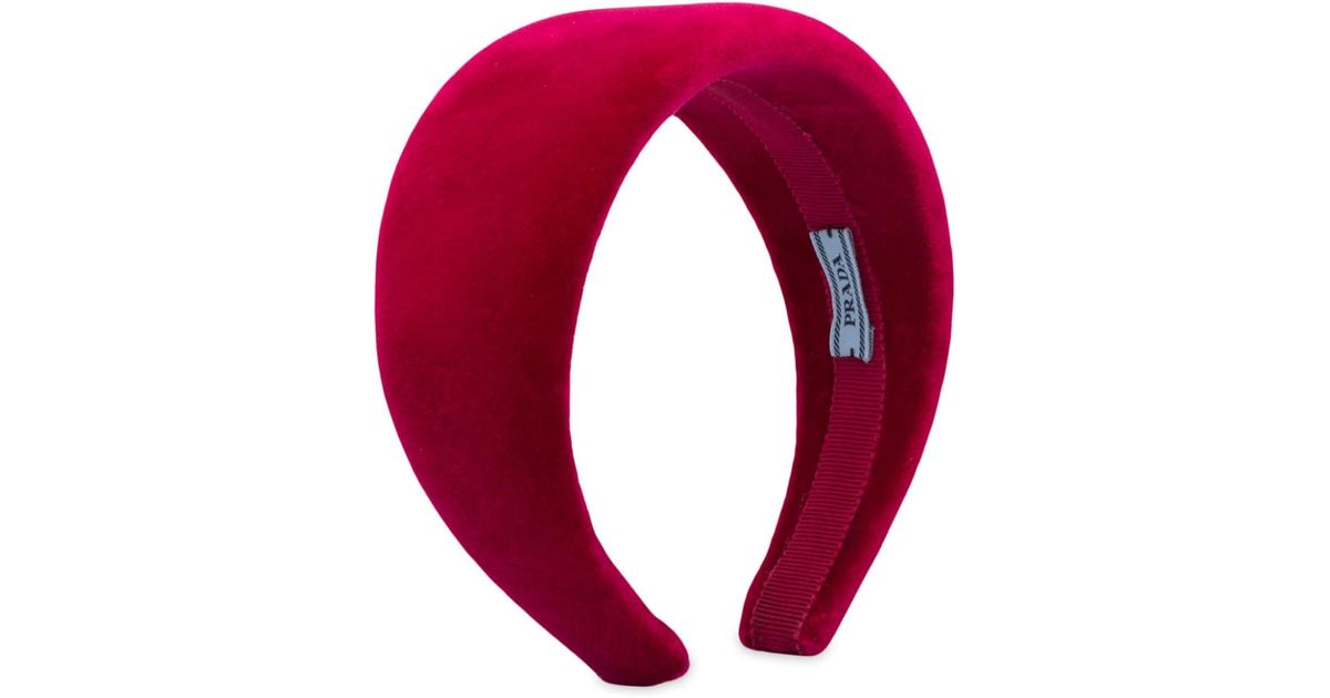 Prada Velvet Headband in Red | Lyst