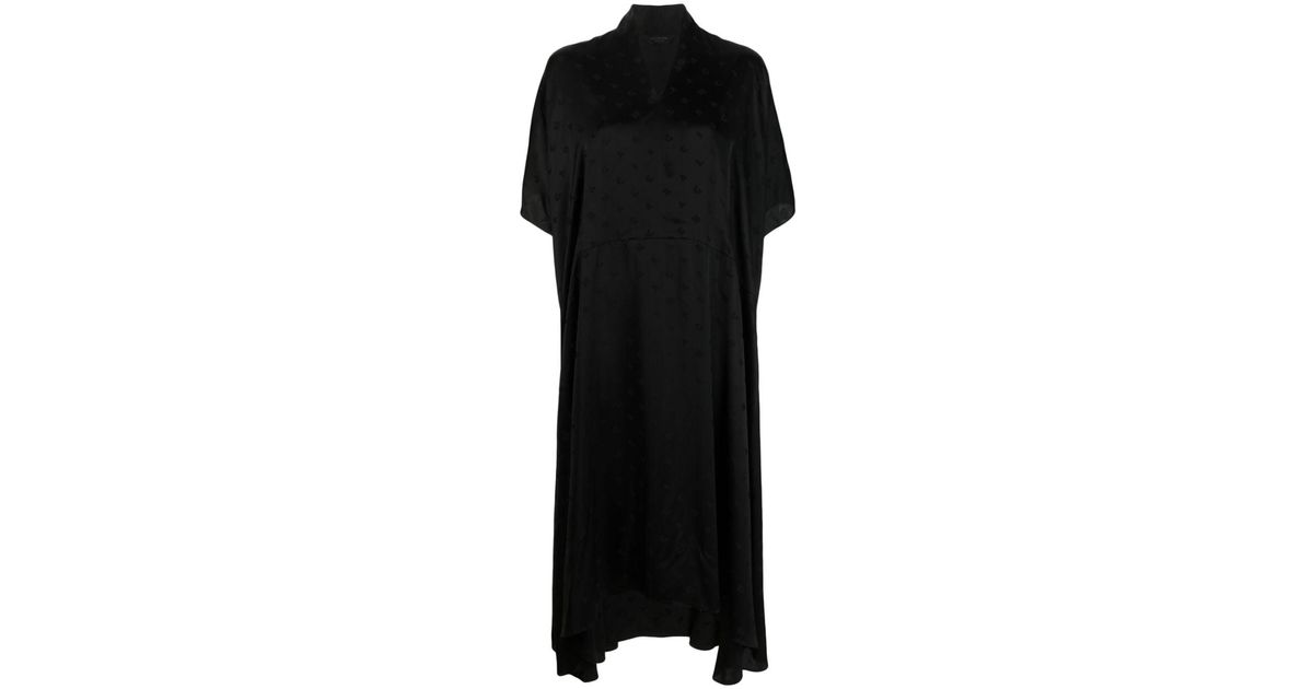 Balenciaga Polka-dot Satin Dress in Black | Lyst