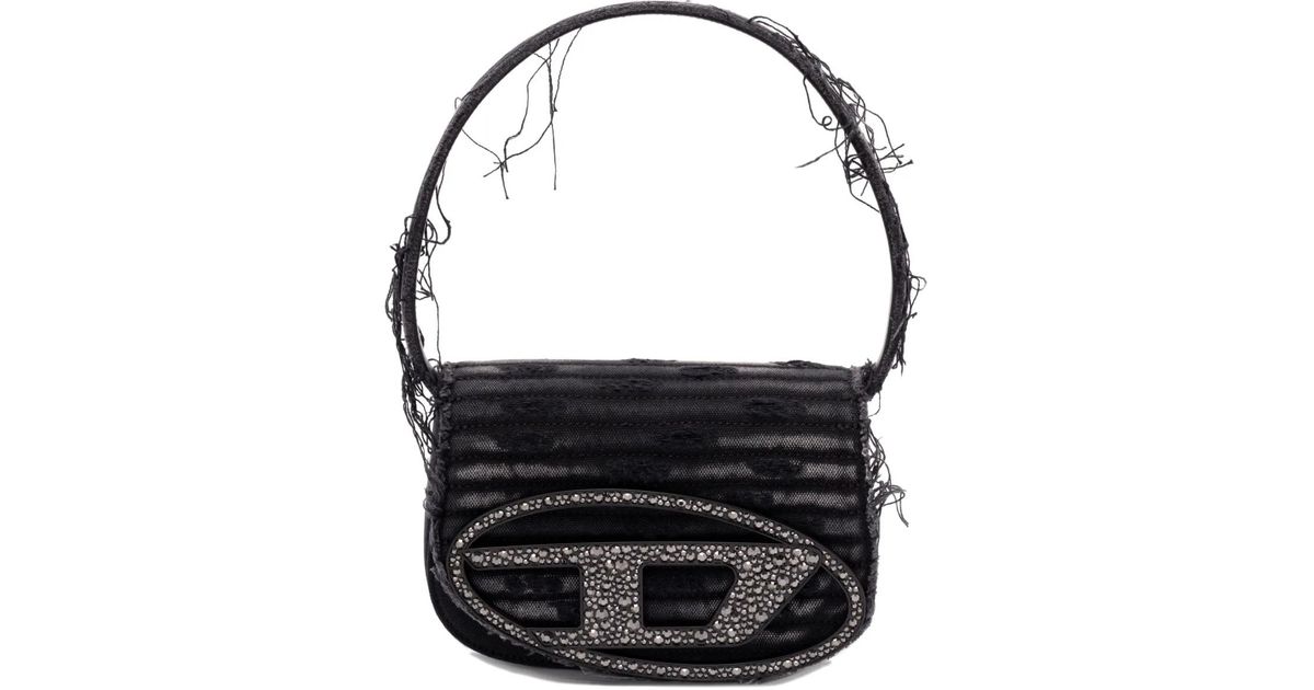 DIESEL 1Dr Shoulder Bag With Rhinestones And Fringe in Black | Lyst