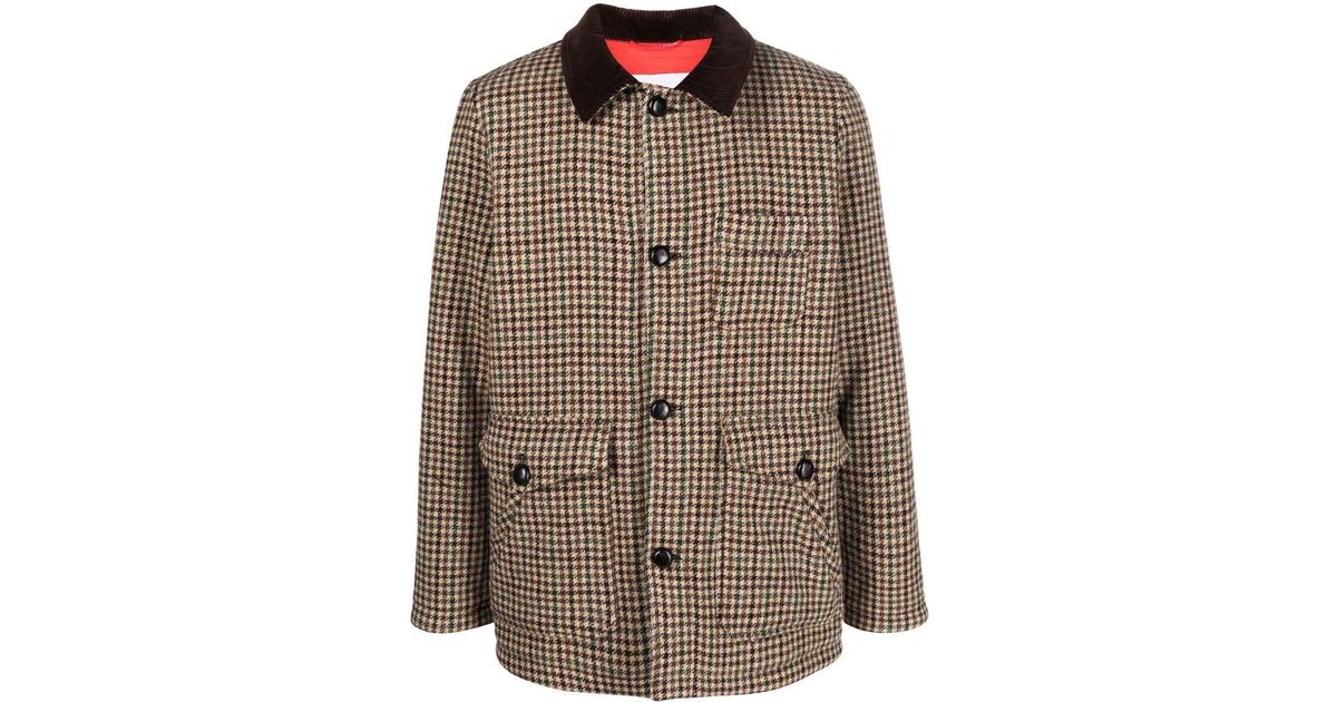 Paltò Houndstooth Wool-tweed Jacket in Brown for Men | Lyst