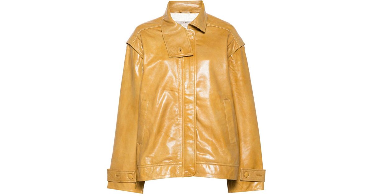 Yellow patent leather jacket new arrivals