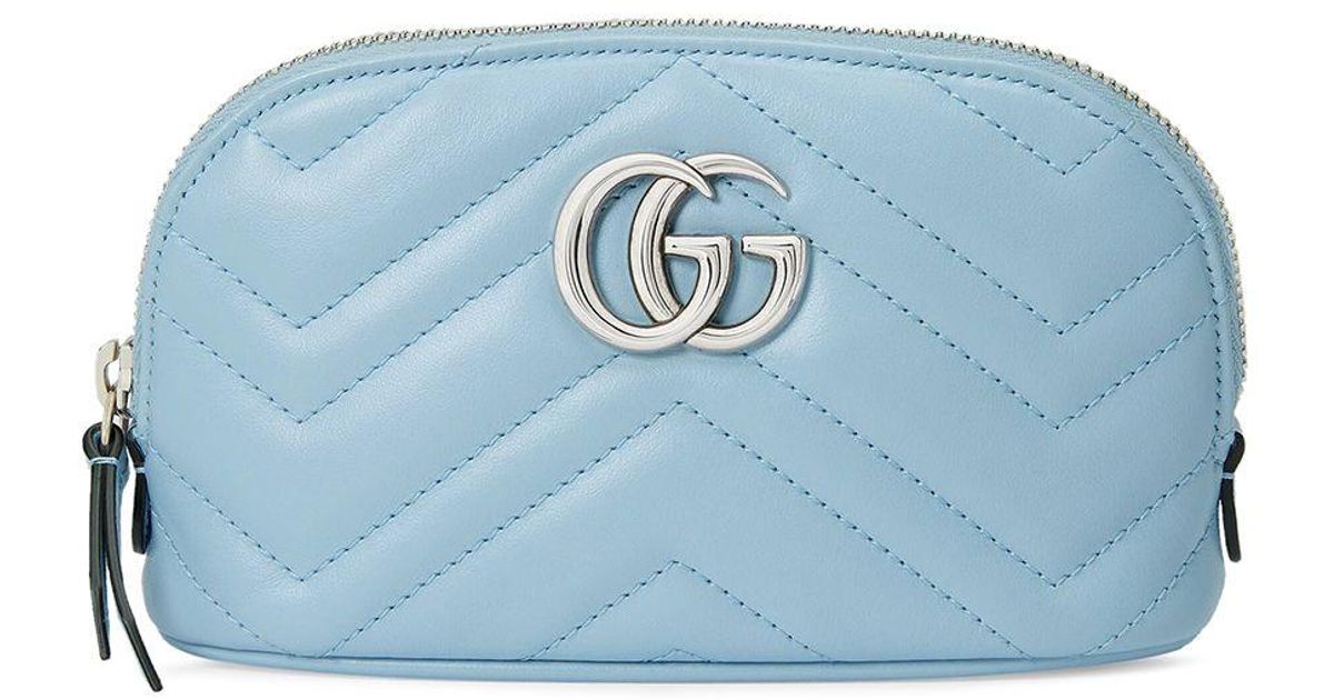 Gucci Leather GG Marmont Makeup Bag in Blue - Lyst