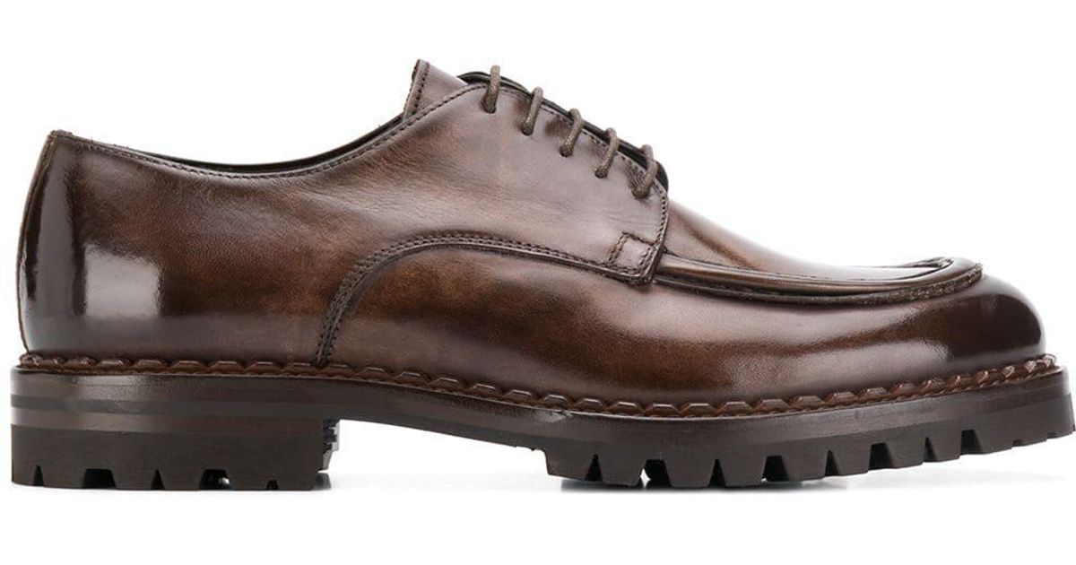 Eleventy Chunky Sole Derby Shoes in Brown for Men Lyst