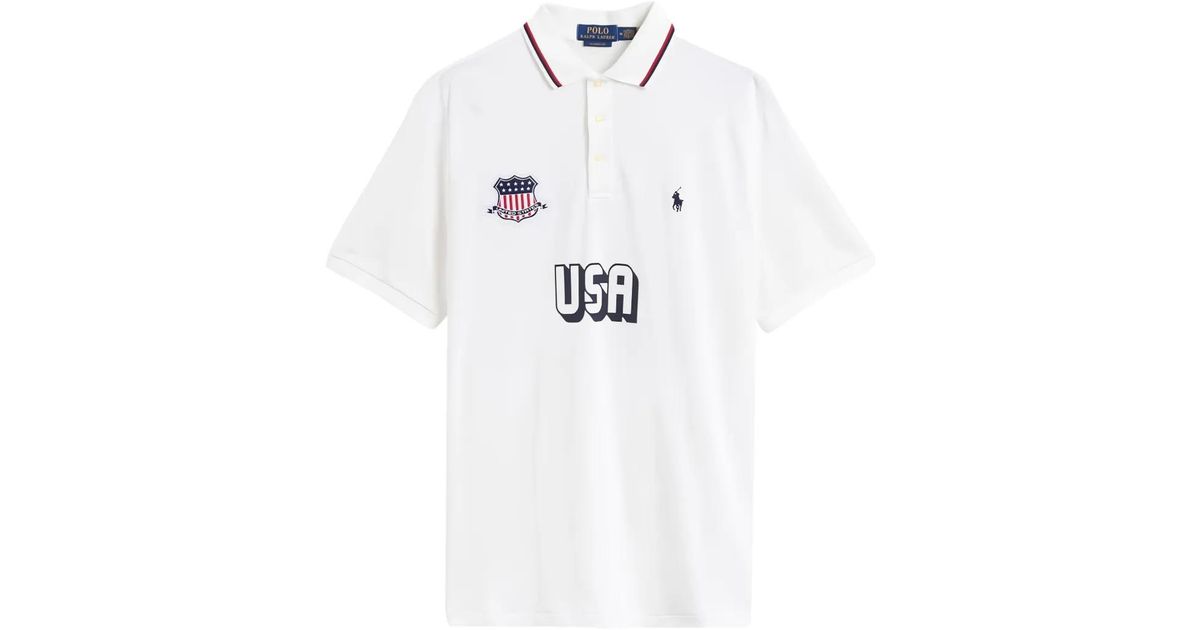 Polo Ralph Lauren Usa 24 Polo Shirt in White for Men | Lyst