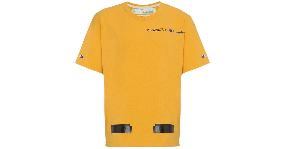 Off-White c/o Virgil Abloh X Champion Yellow T-shirt for Men | Lyst