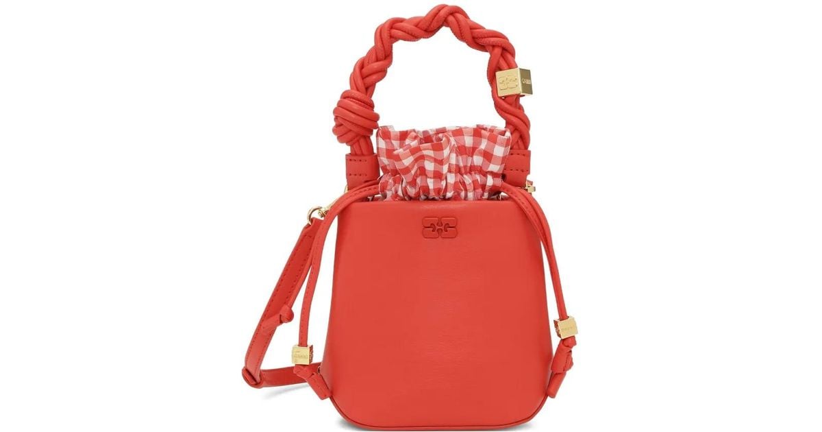 Ganni Mini Bou Bucket Bag in Red | Lyst