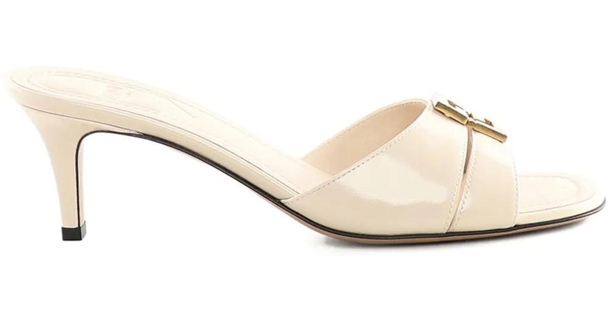 Fendi Ffold 55Mm Logo-Plaque Leather Sandals in White | Lyst Canada