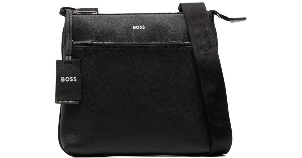 BOSS by HUGO BOSS Zair Leather Crossbody Bag in Black for Men | Lyst