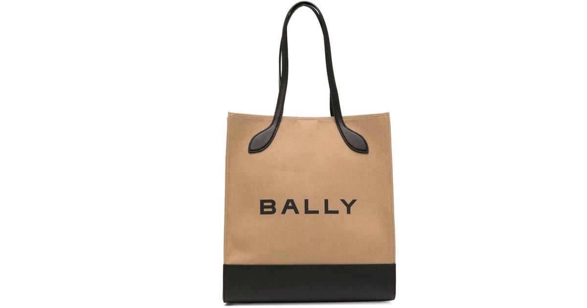 Bally Bar Logo-print Tote Bag in Natural | Lyst