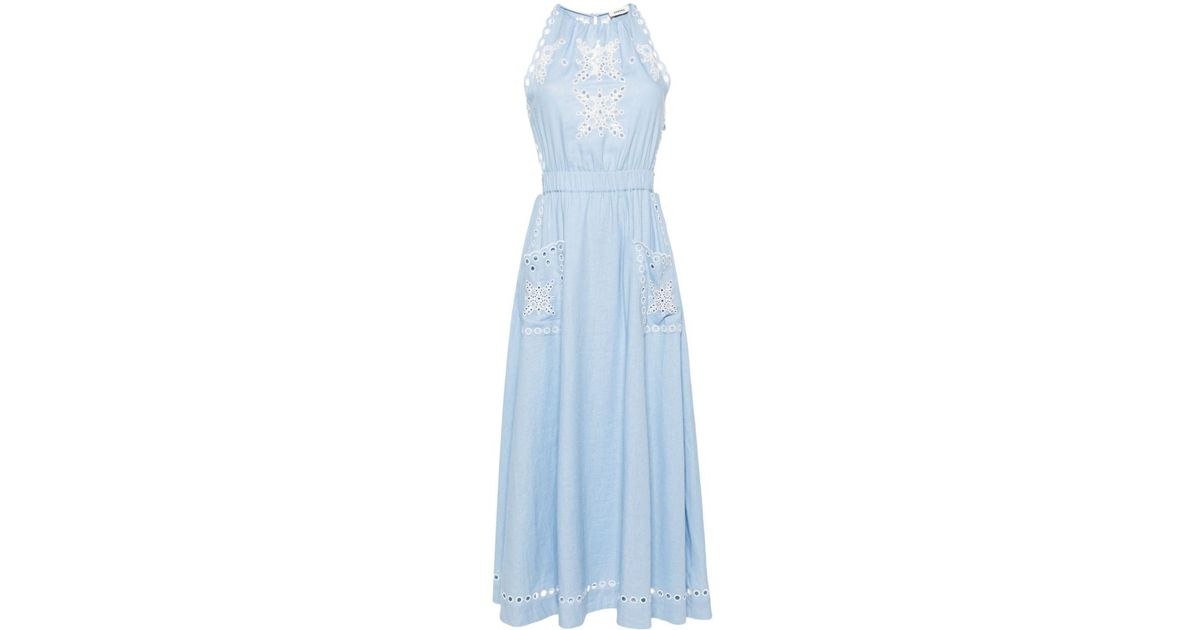 Sandro Broderie Anglaise Maxi Dress in Blue | Lyst