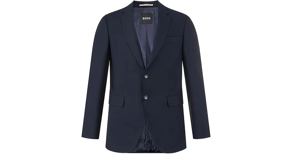Boss Button BOSS Two-Button Textured Jacket in Blue for Men | Lyst UK