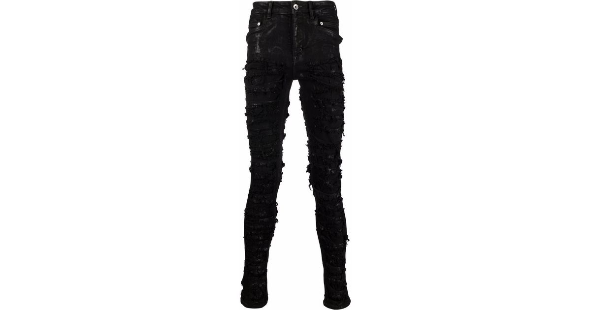 Rick Owens Tyrone Distressed Skinny Jeans in Black for Men | Lyst