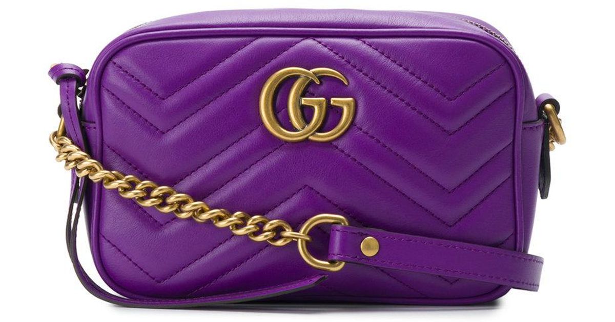 Gucci Marmont Matelassé Shoulder Bag in Purple - Lyst