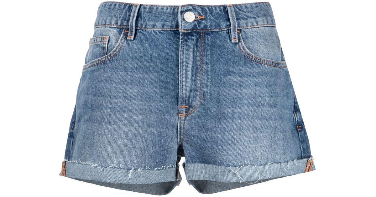 FRAME Le Grand Garcon Denim Shorts in Blue | Lyst