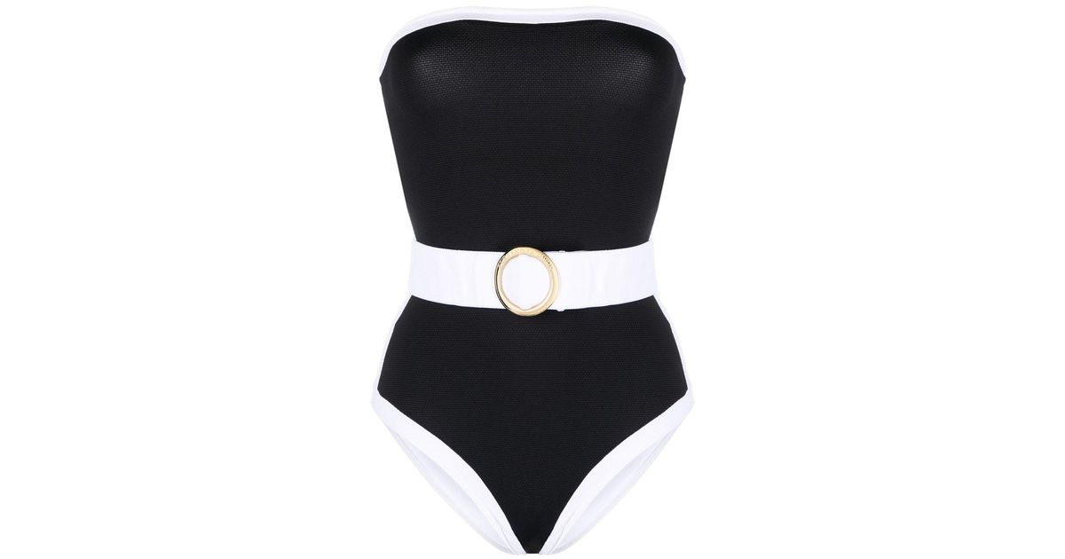 Alexandra Miro Belted-waist One-piece Swimsuit in Black | Lyst UK