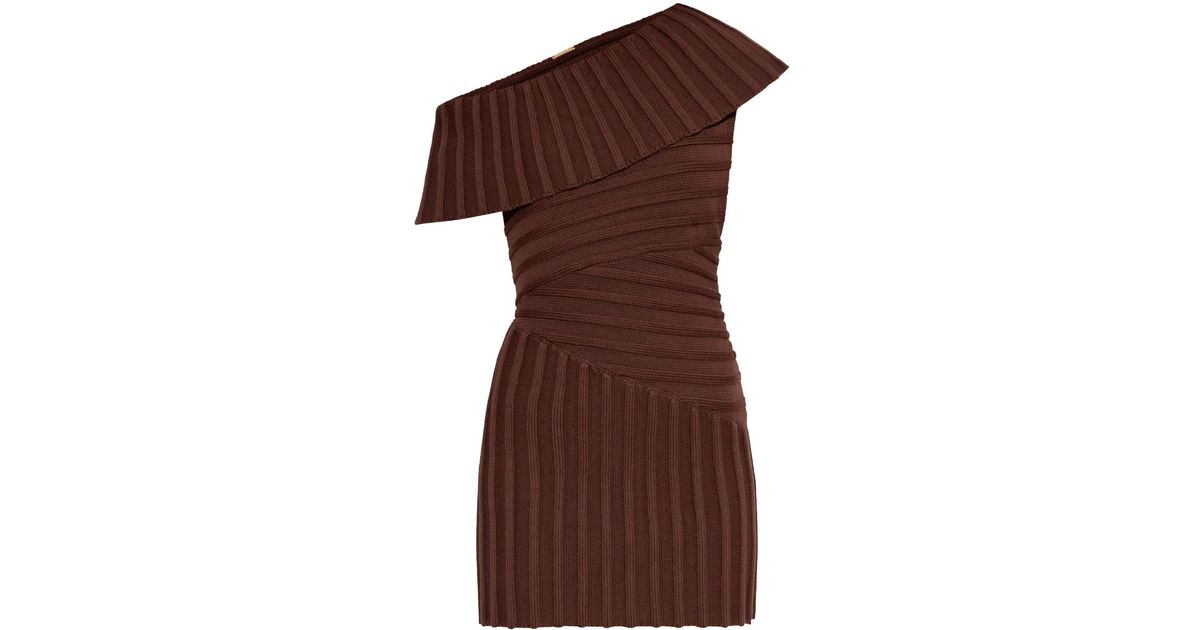 Cult Gaia One-Shoulder Mini Dress in Brown | Lyst Cult Gaia Brown One-Shoulder Mini Dress