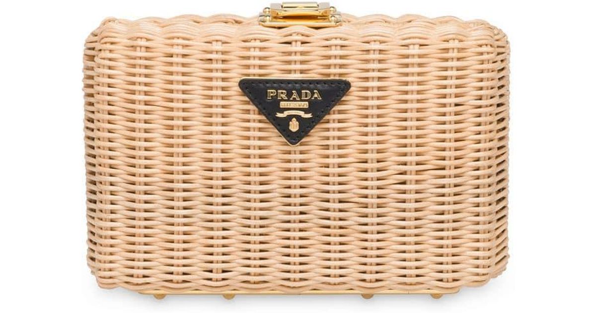 Prada Wicker Clutch Bag in Metallic Lyst