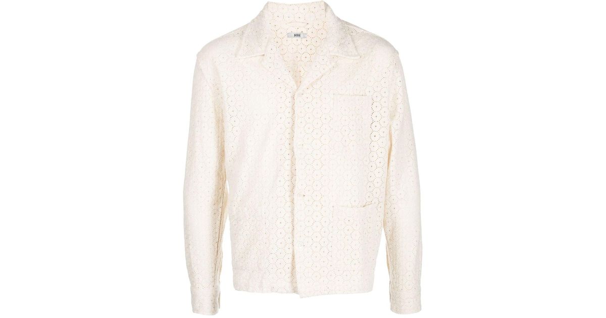 Bode Geo Embroidered Overshirt in White for Men | Lyst