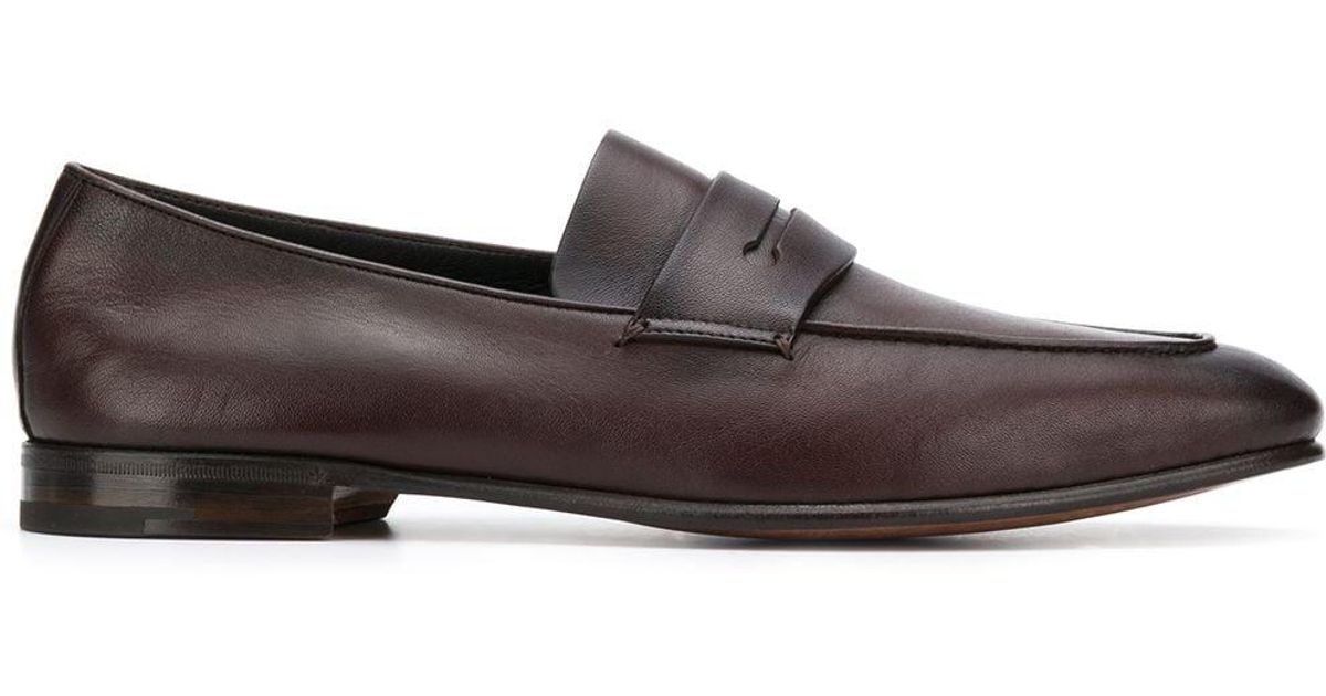 Zegna Slim Almondtoe Loafers in Brown for Men Lyst