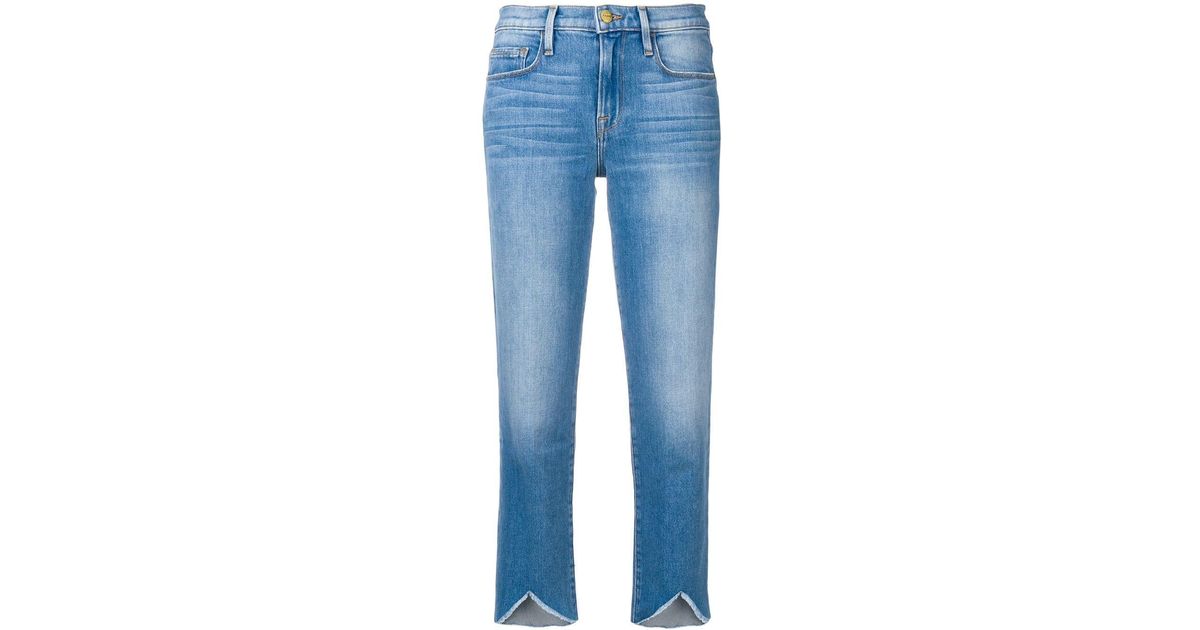 FRAME Denim Cropped Straight Leg Jeans in Blue - Lyst