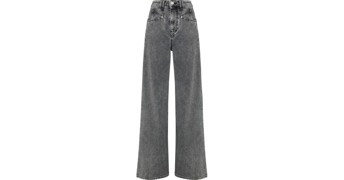 Isabel Marant Denim Lemony Wide-leg Jeans in Grey (Grey) | Lyst UK