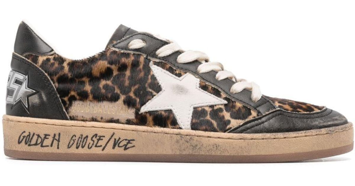 Golden Goose Ballstar Leopardprint Laceup Sneakers in Black Lyst