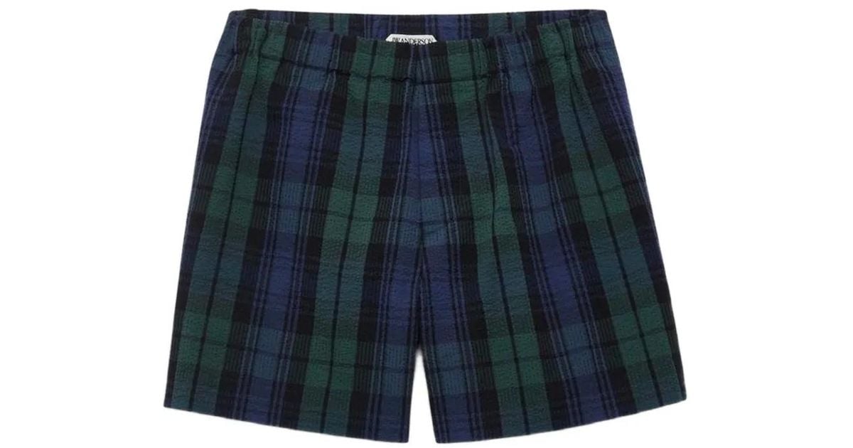 JW Anderson Check Drawstring Shorts in Blue | Lyst