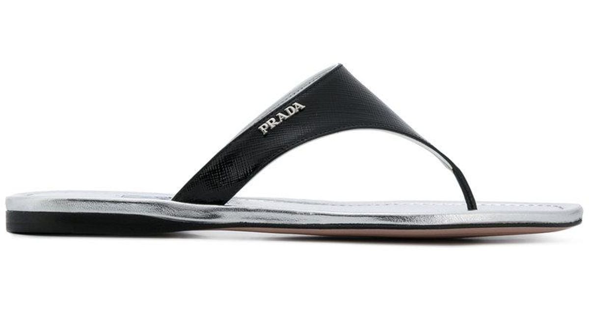 prada leather flip flops