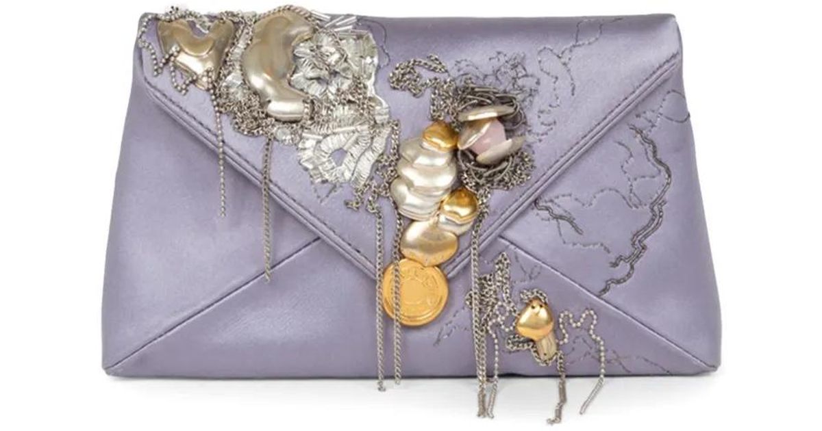 【Dries Van Noten】Embellished Mattelasse エンベロープバッグ Dries Van Noten Red Small Embellished Mattelasse Envelope