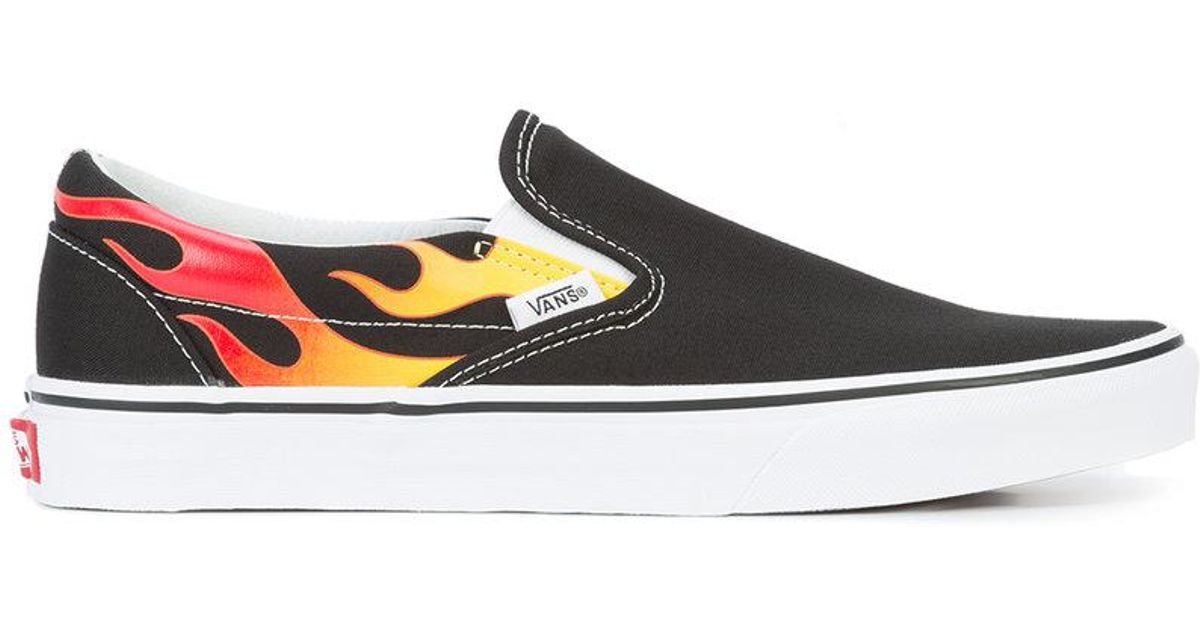 black flame slip on vans