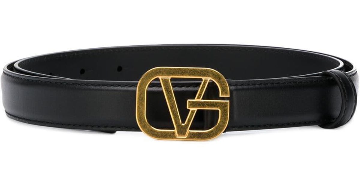 Versace Leather Gv Buckle Belt in Black for Men | Lyst