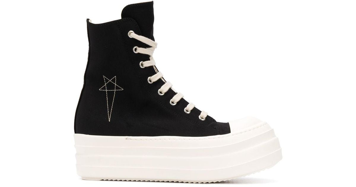 Rick Owens DRKSHDW Platform Embroidered Star Sneakers in Black | Lyst UK