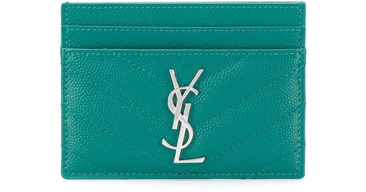 ysl petrol green card holder