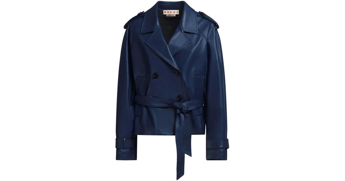 Marni Double-Breasted Jacket in Blue | Lyst